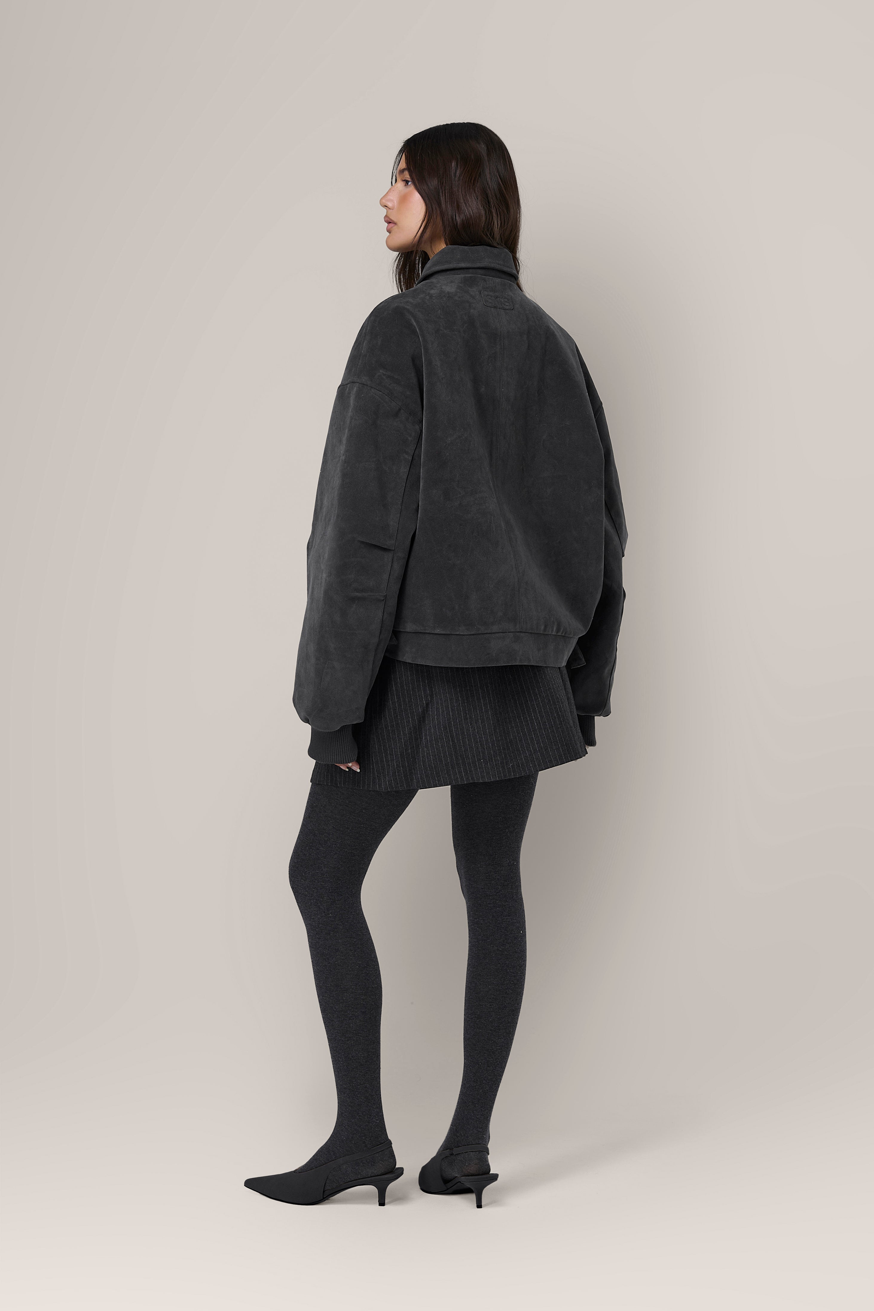 Martha Faux Suede Jacket in Dark Grey